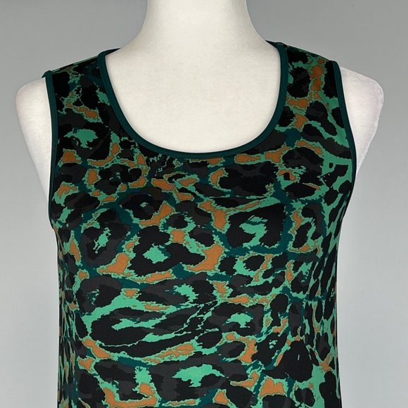 Chicos Womens Green Leopard Animal Print High Low Hem Dress size 0 2 - Picture 5 of 15
